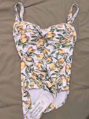 Women’s Lemon-Print Swim Coverup One-Piece